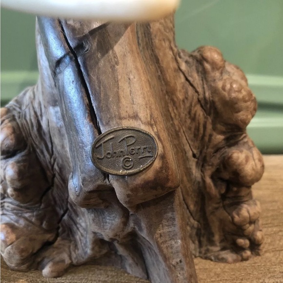 Vintage John Perry Carved Swimming Shark Sculpture on Burl Wood Base 9 In - Picture 7 of 12